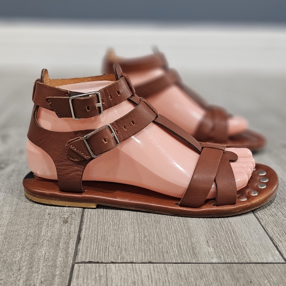 MATT BERNSON Brown Leather Studded Gladiator Sandals 7M - Picture 2 of 8